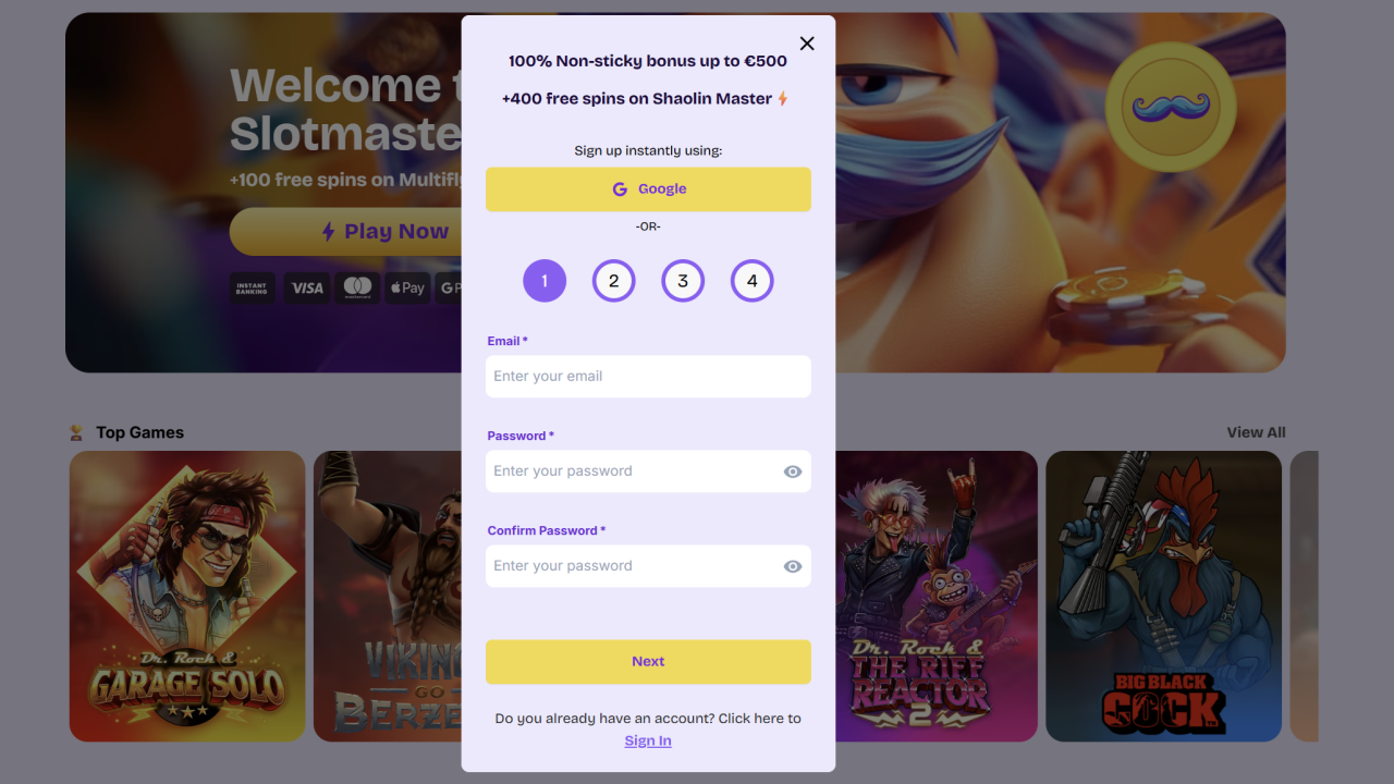 Slotmaster casino registration